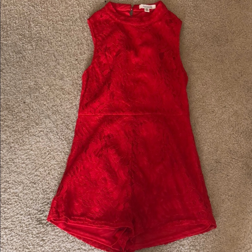 Red lace romper
